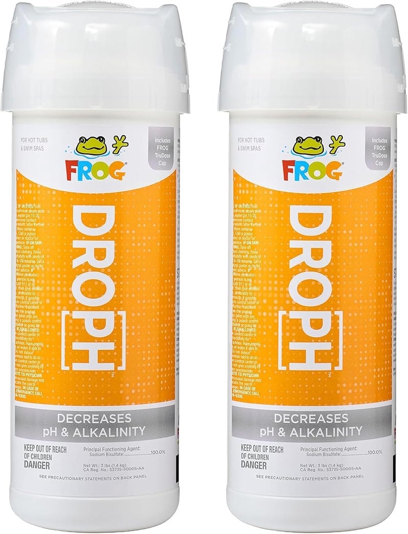 Frog DropH pH and Total Alkalinity Decreaser for Hot Tubs and Swim Spas - 3 lb Bottle with TruDose Measuring Cap for Easy Maintenance & Balancing - 2 Pack - Image 1